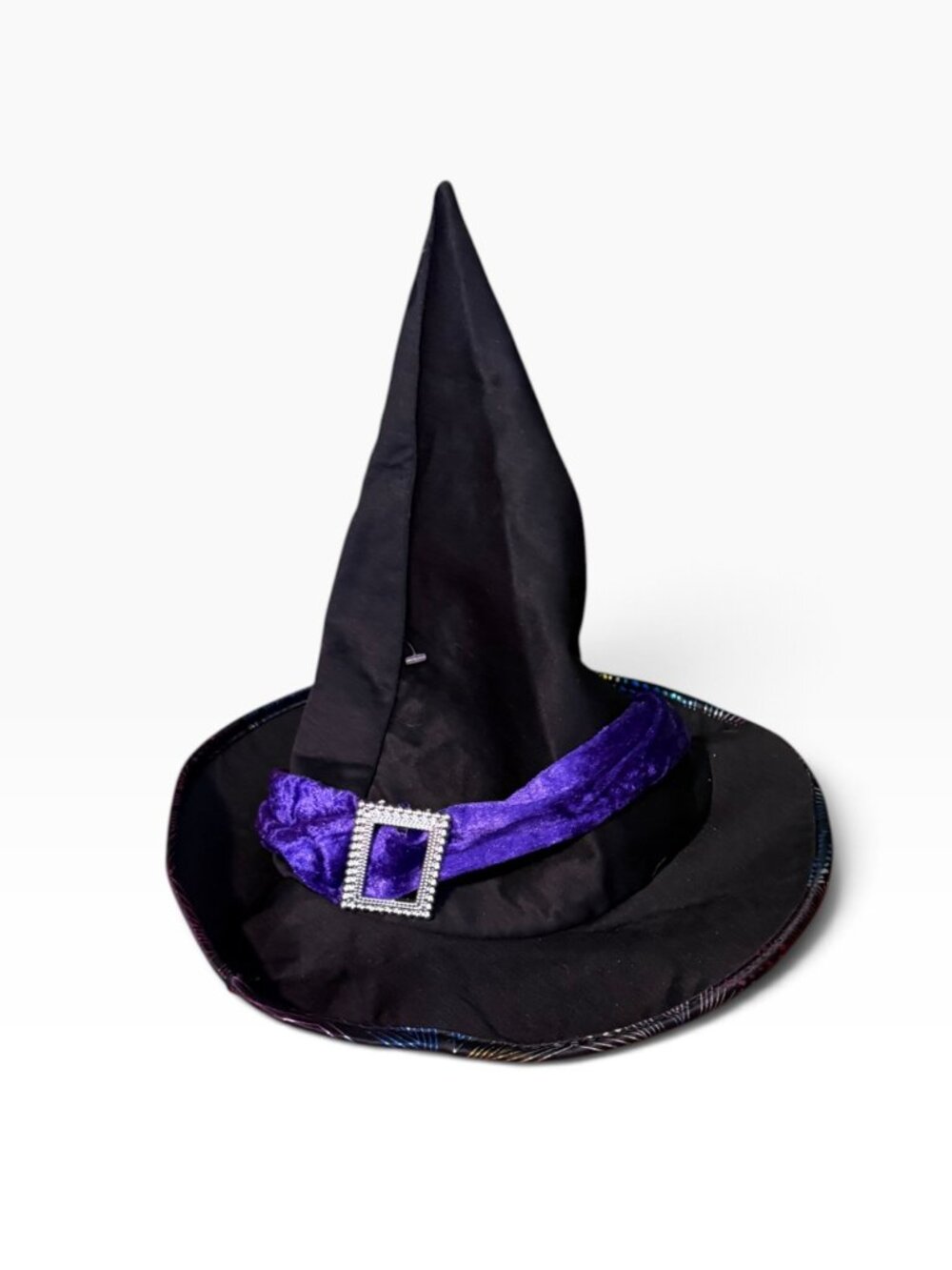 Black & Purple Witch Hat – Silver Buckle – Halloween Costume